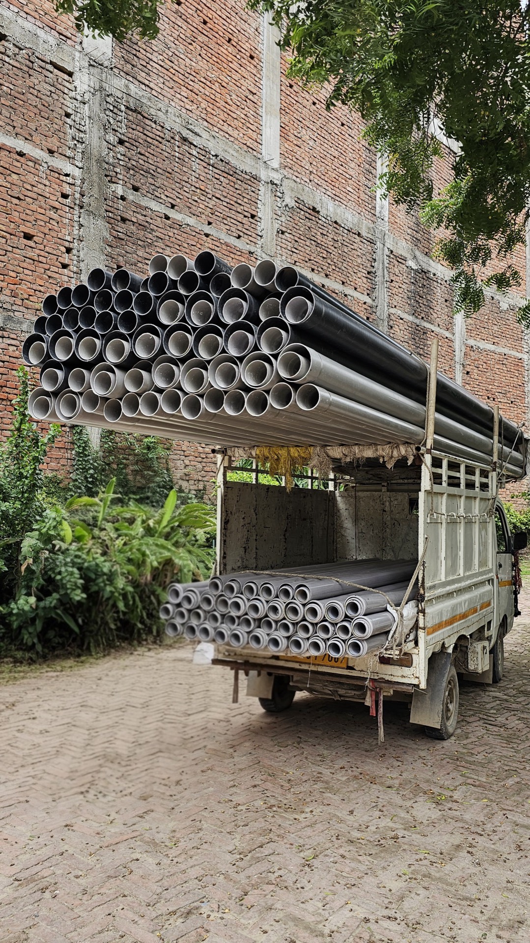 PVC pipes staged for dispatch