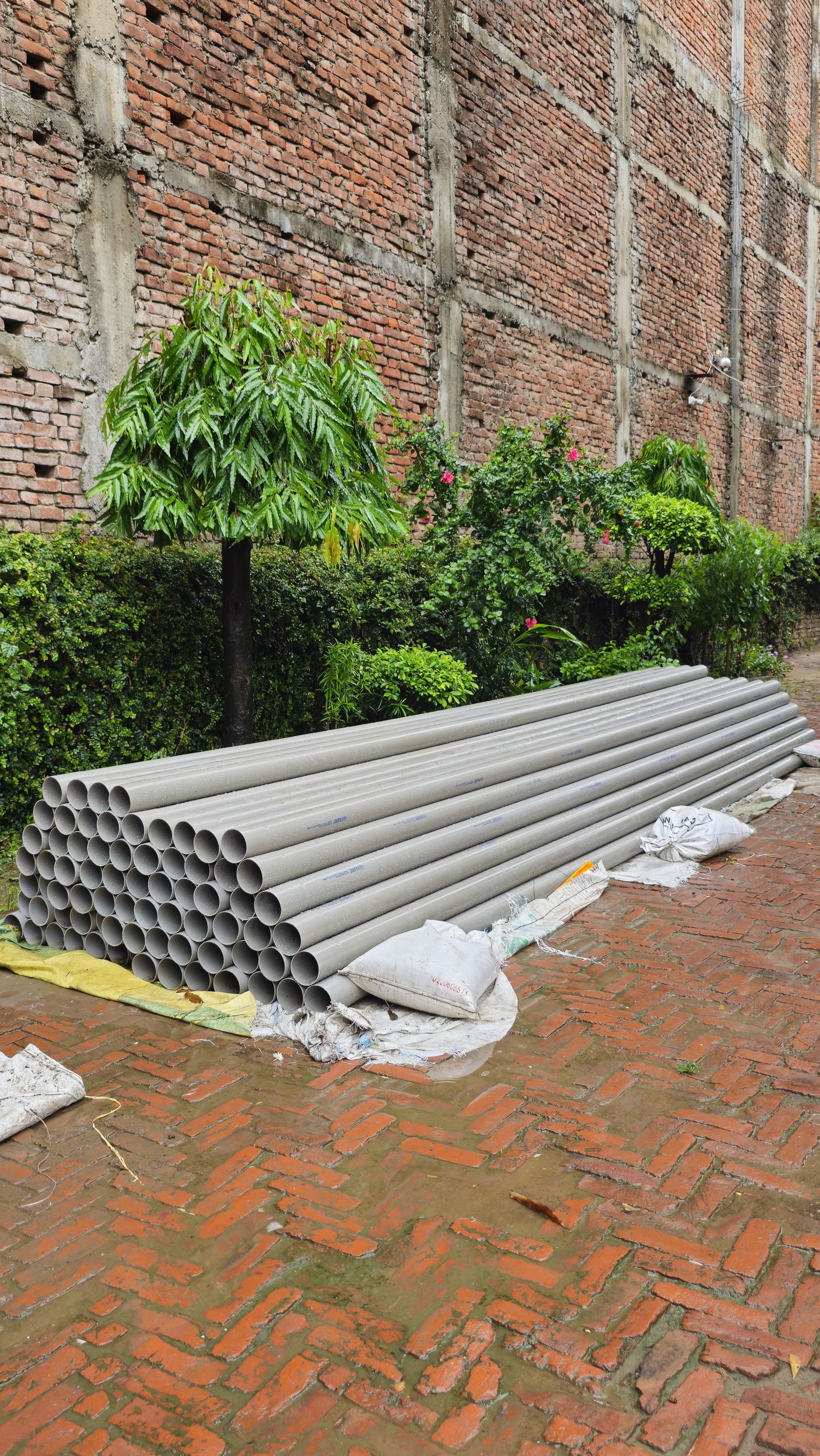 Finished SWR pipes stacked ready for dispatch