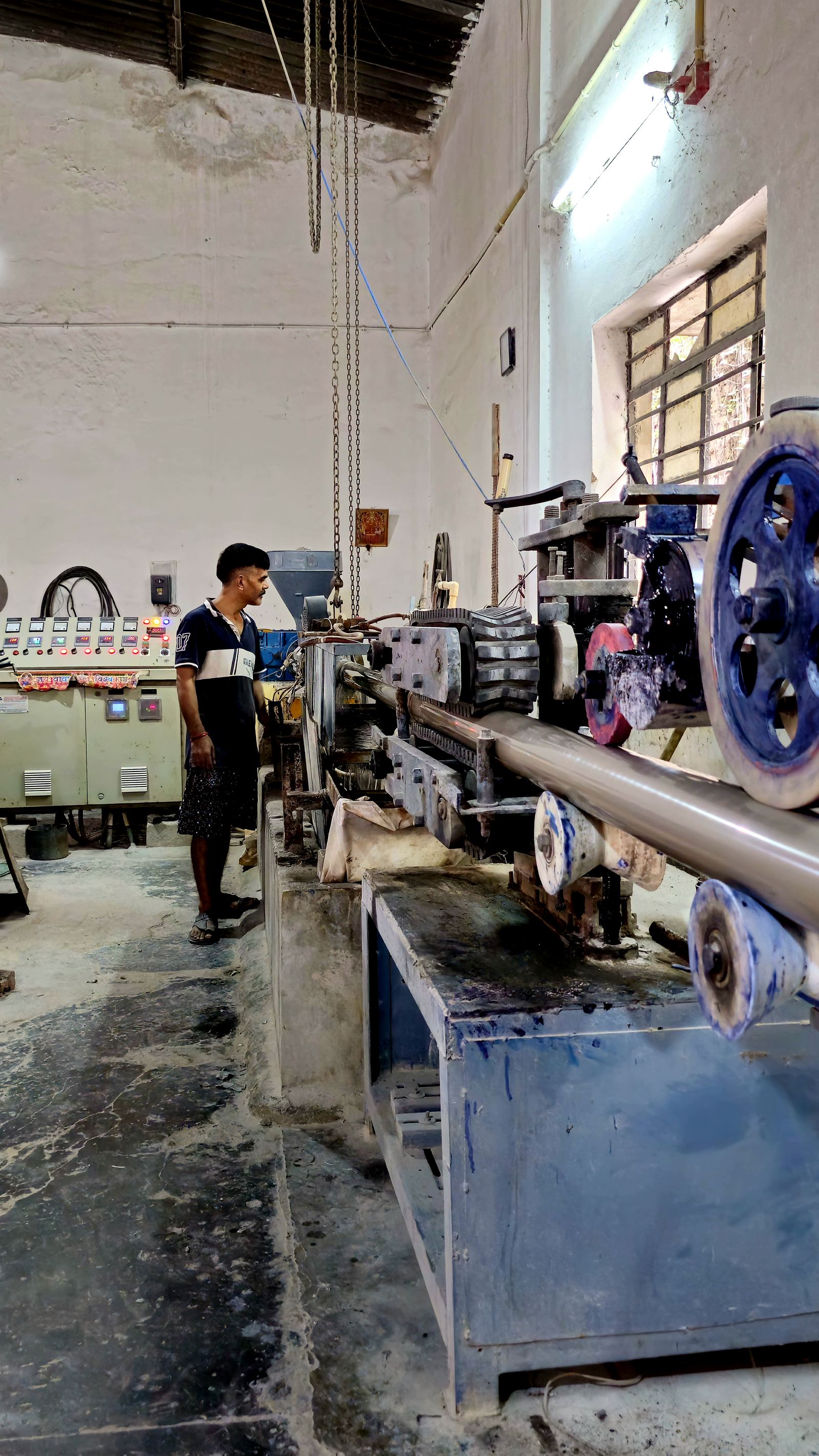 Our team monitoring the pipe extrusion process